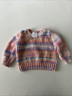 okie dokie - Pastel Multicolor Striped Crewneck knit Sweater